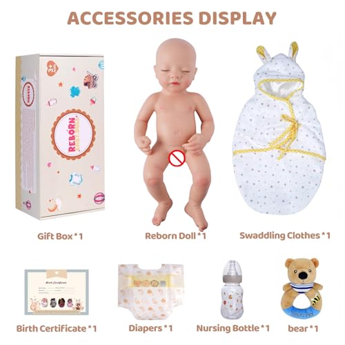 Lifelike Reborn Baby Doll 16 Inch Sleeping Baby Girl with Feeding Kit S409156