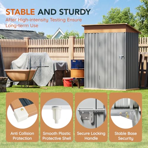 Outdoor Storage Shed with Lockable Door, Compact Metal Tool Shed for Garden O328