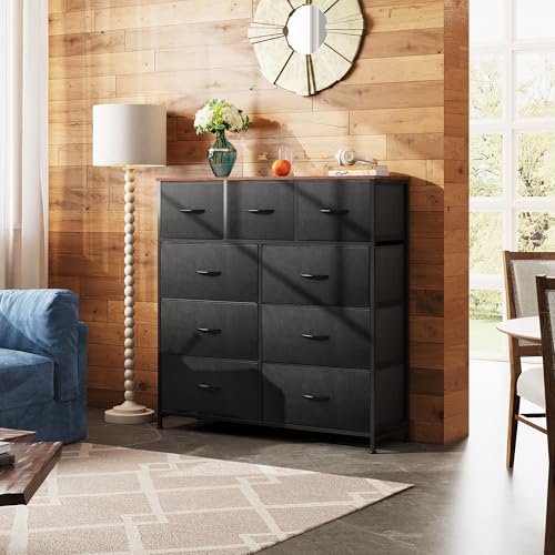 9-Drawer Fabric Storage Tower for Bedroom, Closet, Tall Chest Organizer with Steel Frame R839993