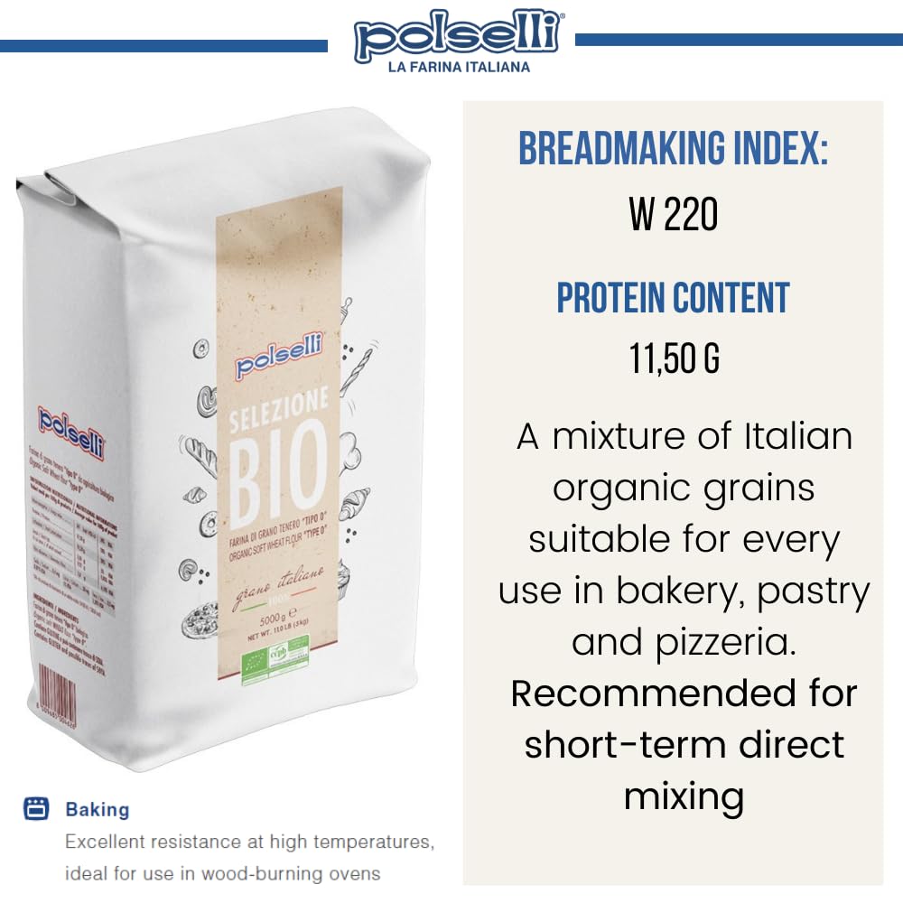 Organic Double Zero Flour, Extra Fine, 11 lbs W93549