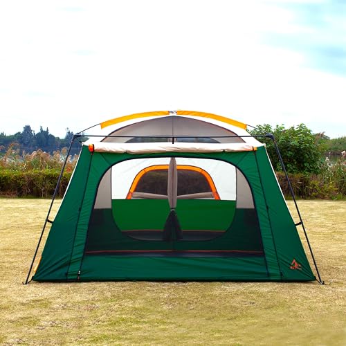 Extra Large Family Cabin Tent for Camping, 2 Rooms, 3 Doors, Waterproof E6603