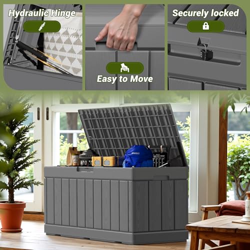30 Gallon Waterproof Resin Deck Box for Outdoor Patio and Garden Storage Q30388