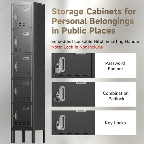 Metal Storage Cabinet, 5 Doors, Blue W429