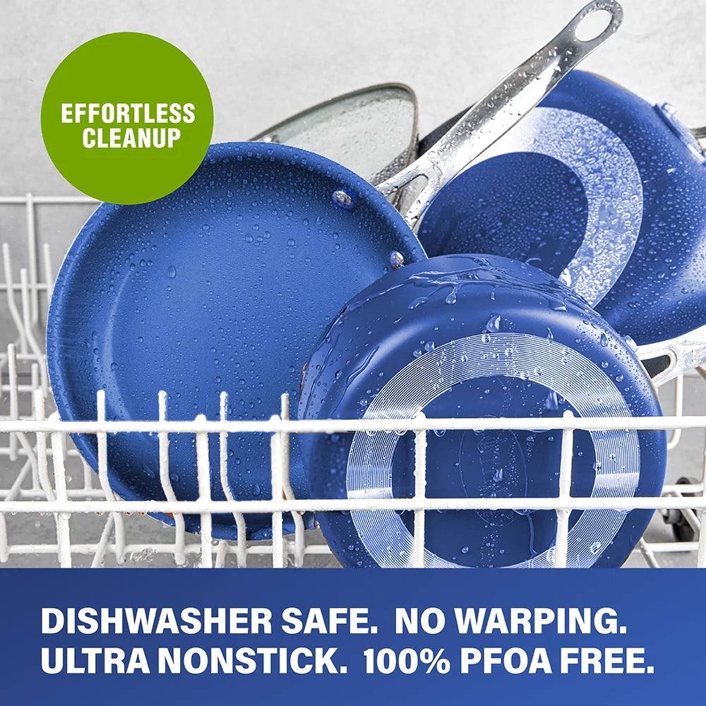 Nonstick Cookware Set, 10 Piece, Dishwasher Safe, Blue O975522
