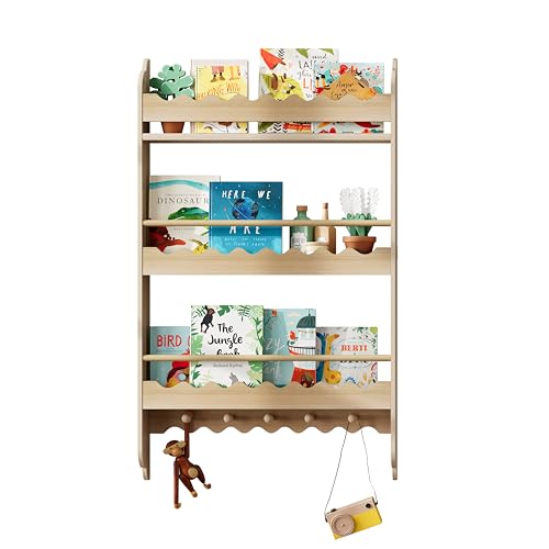 Wall Mounted 3-Tier Kids Bookshelf with Toy Storage Q74129