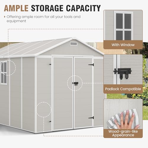 Outdoor Storage Shed 6x6 FT Resin with Floor and Lockable Door Z166