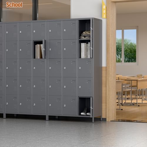 6 Door Metal Storage Locker with 18 Hooks, Black & Dark Grey K6611