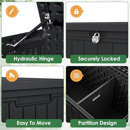30 Gallon Waterproof Resin Deck Box for Outdoor Patio and Garden Storage Q30388