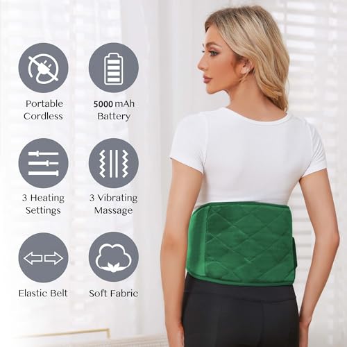 Cordless Heating Pad with Massager, 3 Vibration Modes and 3 Heating Settings T742