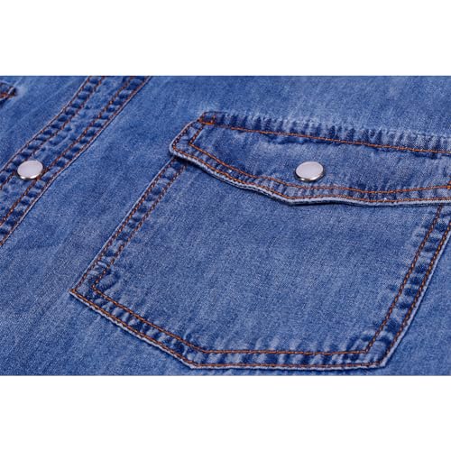 Men's Long Sleeve Snap Denim Shirt E72448