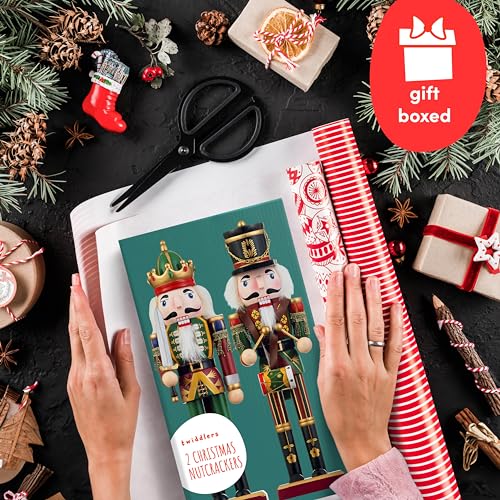 12 Inch Wooden Nutcracker Christmas Decor King & Soldier, Green, 2 Pack E8776
