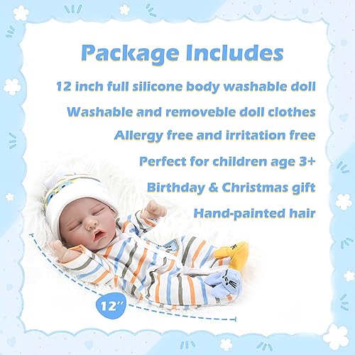 12 Inch Realistic Reborn Baby Doll Sleeping Newborn Vinyl Y75349
