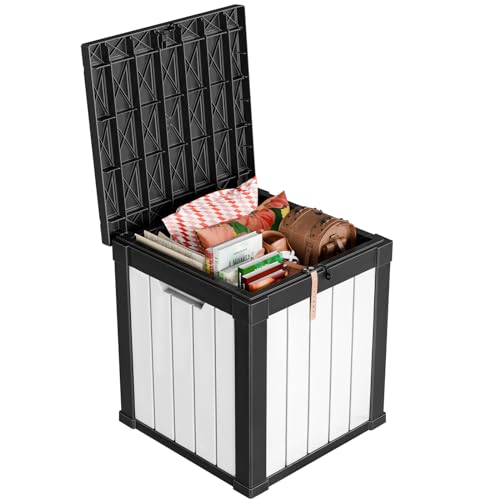 100 Gallon Resin Deck Box, Lockable Patio Outdoor Storage, Waterproof - Black F75230