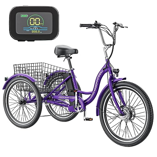 MOPHOTO Electric Trike, 7 Speeds Electric Tricycle for Adult, 350W 36V 3 Wheel Electric Bikes, Motorized Tricycle Adult Electric Three Wheels Bicycle for Senior