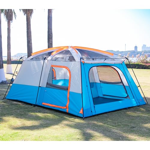Extra Large Family Cabin Tent 2 Rooms 3 Doors 3 Windows Waterproof for Camping H460