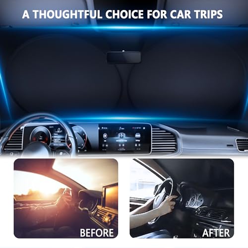 Car Sun Shade Windshield with Opening, Foldable Blocker for Most Cars SUVs Trucks U129618