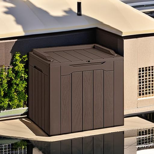 30 Gallon Waterproof Resin Deck Box for Outdoor Patio and Garden Storage Q30388