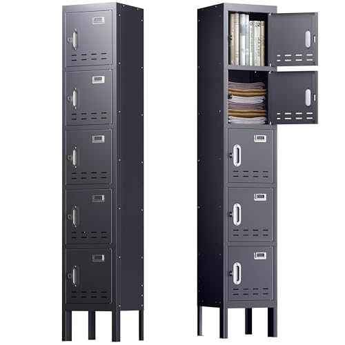 Metal Storage Cabinet, 5 Doors, Blue W429