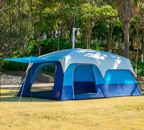 Extra Large Family Cabin Tent for Camping, 2 Rooms, 3 Doors, Waterproof E6603