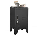 Black Metal Nightstand with Storage Cabinet and Shelves M836