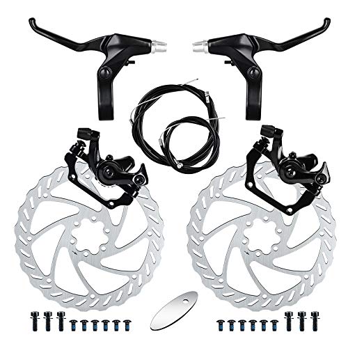RUJOI Bike Disc Brake Kit, Aluminum Front and Rear Caliper, Full Aluminum Alloy Bicycle Brake Lever, 160mm Rotor, Mechanic Tool-Free Pad Adjuster for Road Bike, Mountain Bike