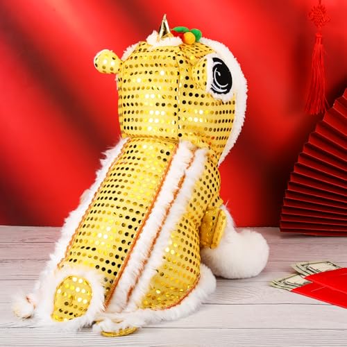 Lion Dance Dog Costume with Sequins for Chinese New Year Pet Outfit D95409