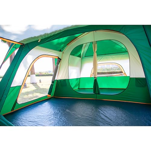 Extra Large Family Cabin Tent 2 Rooms 3 Doors 3 Windows Waterproof for Camping H460
