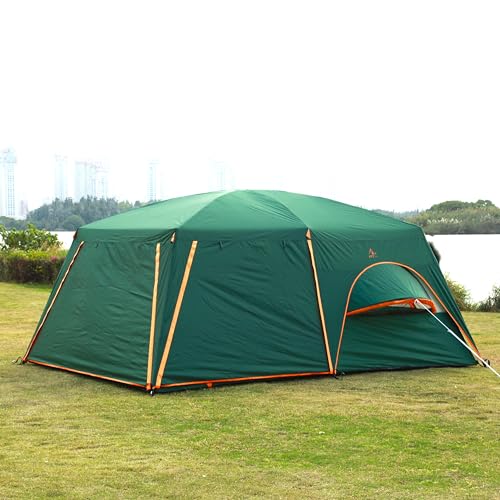 Extra Large Family Cabin Tent 2 Rooms 3 Doors 3 Windows Waterproof for Camping H460