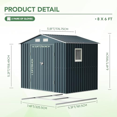 Outdoor Steel Storage Shed with Lockable Doors and Window L987864