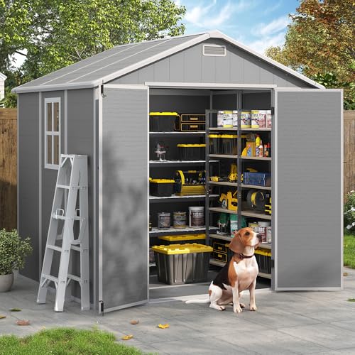Outdoor Storage Shed 6x6 FT Resin with Floor and Lockable Door Z166