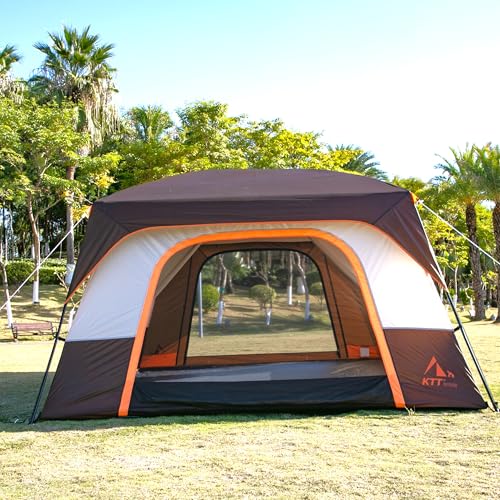 Extra Large Family Cabin Tent for Camping, 2 Rooms, 3 Doors, Waterproof E6603