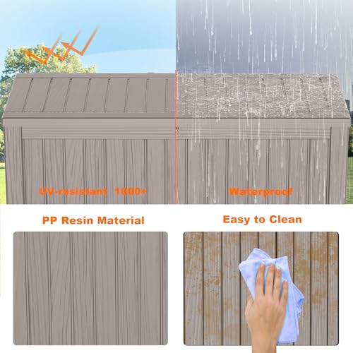 100 Gallon Resin Deck Box, Lockable Patio Outdoor Storage, Waterproof - Black F75230