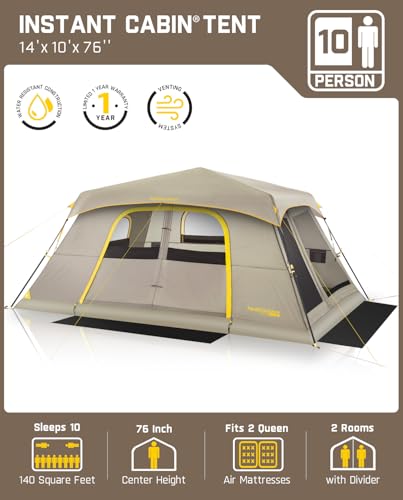 10 Person Instant Cabin Tent, Lightweight with Carry Bag for Camping & Hiking X185