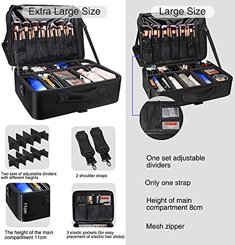 Large Capacity 3 Layer Makeup Case Cosmetic Organizer with Brush Bag R31262