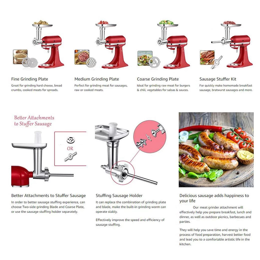 Meat Grinder, Slicer & Juicer Attachment Set for Stand Mixer S911435