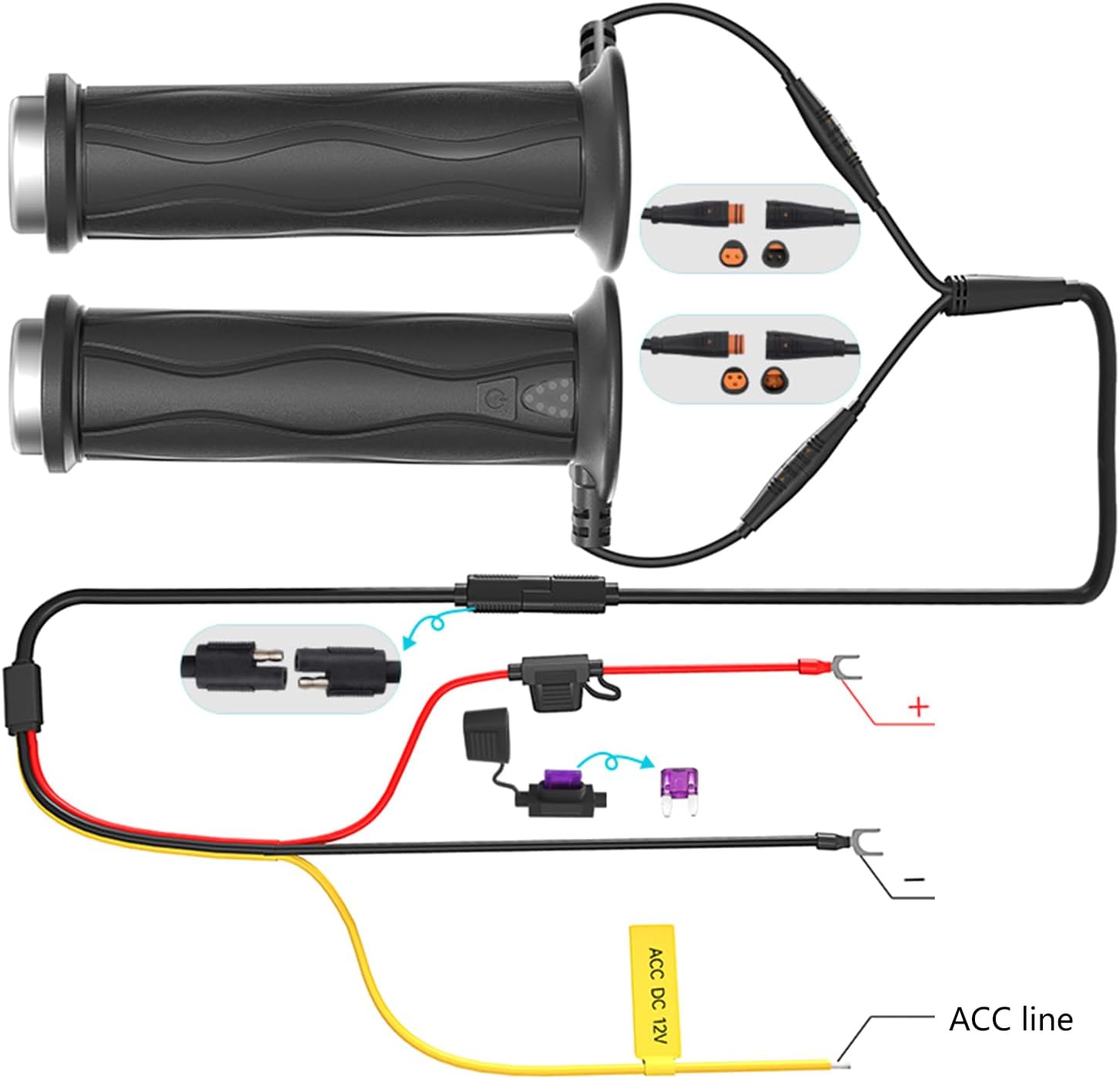 Heated Motorcycle Handlebar Grips with 5-Gear Temperature Control Y28085