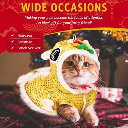 Lion Dance Dog Costume with Sequins for Chinese New Year Pet Outfit D95409