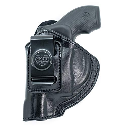Maxx Carry IWB Leather J Frame Revolver Holster for S&W Models 442 and 642 Airweight, 637, 638, 640 and Other .38 Special Snub Nose Revolvers