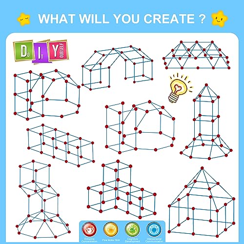 Fort Building Kit for Kids, STEM Construction Toys, 140 Pieces V503086