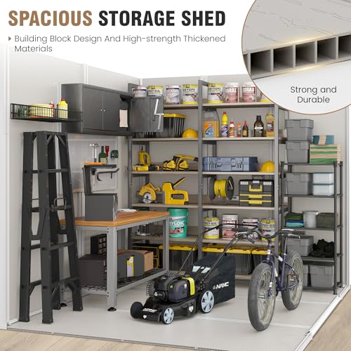 Outdoor Storage Shed 6x6 FT Resin with Floor and Lockable Door Z166