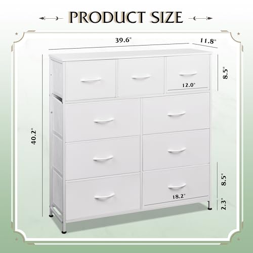 9-Drawer Fabric Storage Tower for Bedroom, Closet, Tall Chest Organizer with Steel Frame R839993