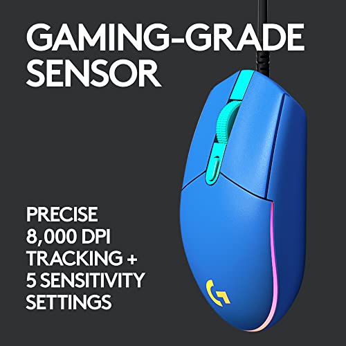 Wired Gaming Mouse, 8000 DPI, RGB, 6 Programmable Buttons Y69424