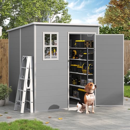 Outdoor Storage Shed 6x6 FT Resin with Floor and Lockable Door Z166