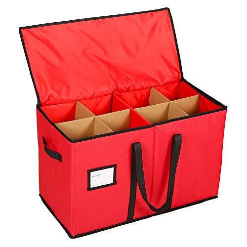 Christmas Figurine Storage Box with Adjustable Pockets, 15 Inches O946