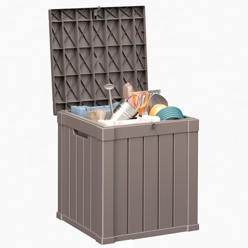 100 Gallon Resin Deck Box, Lockable Patio Outdoor Storage, Waterproof - Black F75230