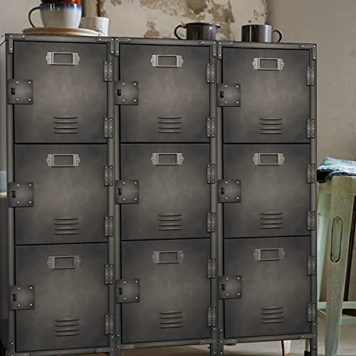 Vintage Metal Locker with Hooks, Lockable Single Door Storage M901