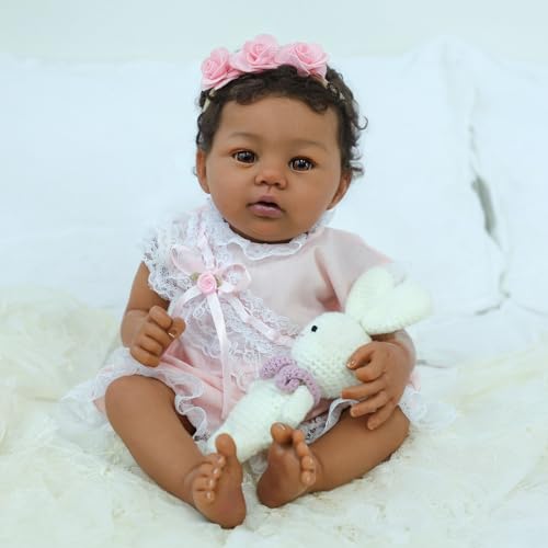 18-Inch Realistic African American Newborn Baby Doll with Soft Weighted Body Y11968