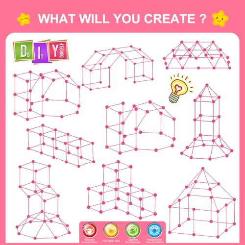 Fort Building Kit for Kids, STEM Construction Toys, 140 Pieces V503086
