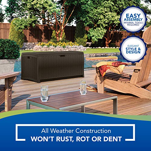 Outdoor Storage Box 73 Gallon Waterproof Deck Box with Lockable Lid W104830