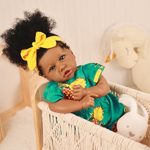 22.8 Inch Realistic African American Baby Doll with Soft Body K201